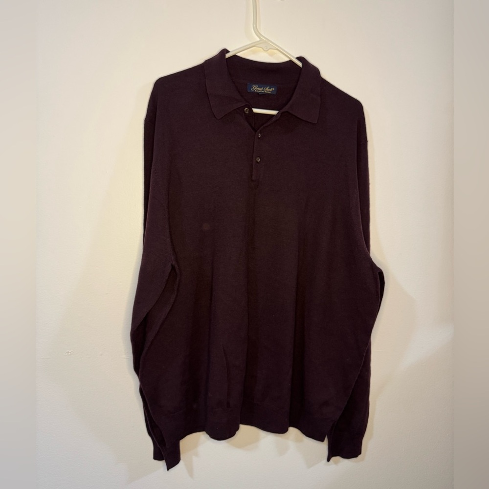 Garret Scott 100% Marino Wool Long Sleeve Polo Mens